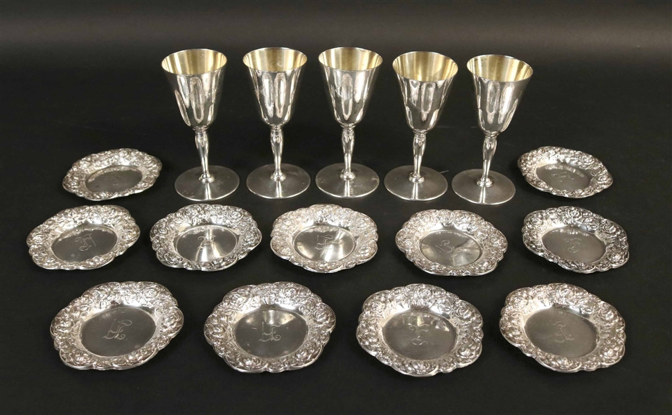 Set of Five Webster Sterling Silver Cordials