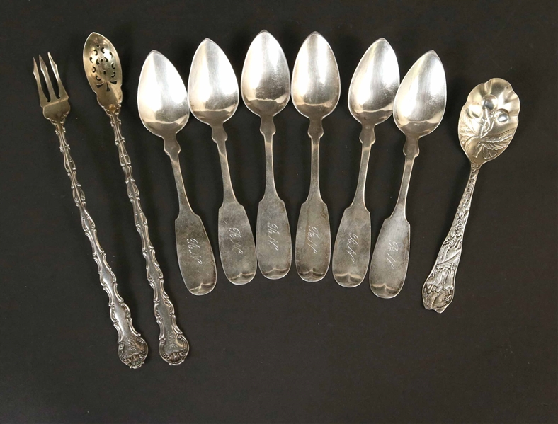 Set of Six American Coin Silver Teaspoons