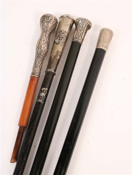 Russian Silver Walking Stick with a Knight Cartouche 