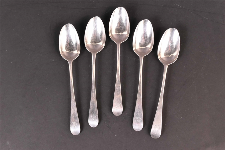 Five American Silver Newport RI Tablespoons 
