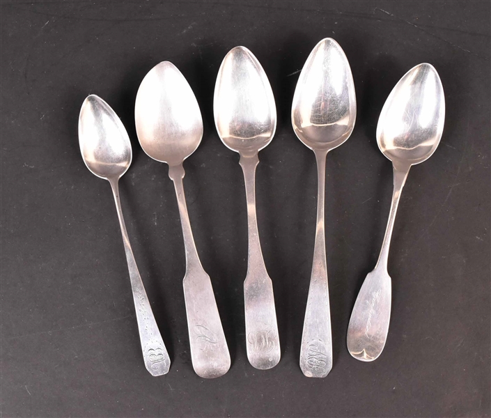 Five American Silver Spoons