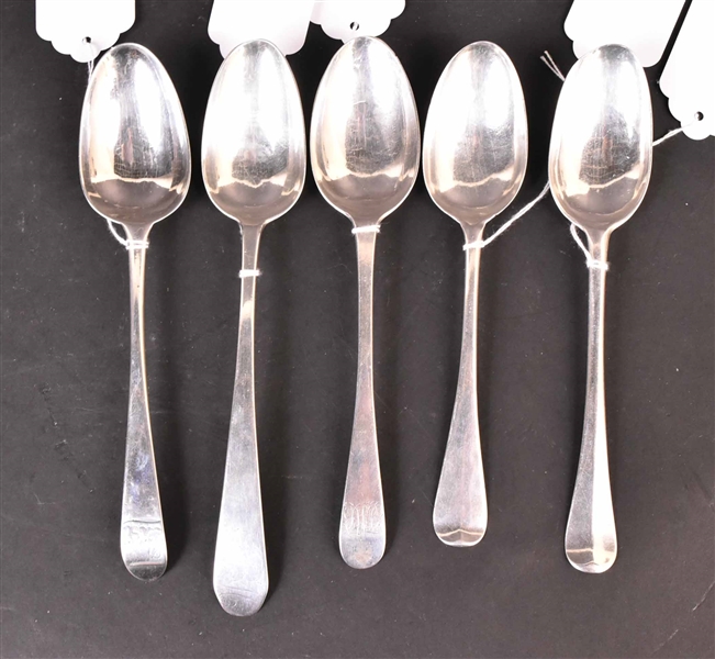 Five American Silver Tablespoons
