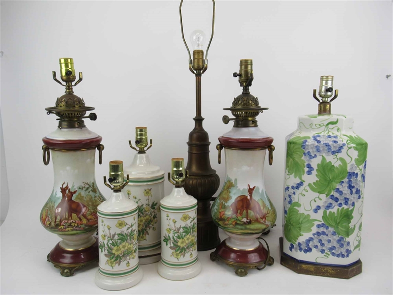 Group of Seven Assorted Table Lamps