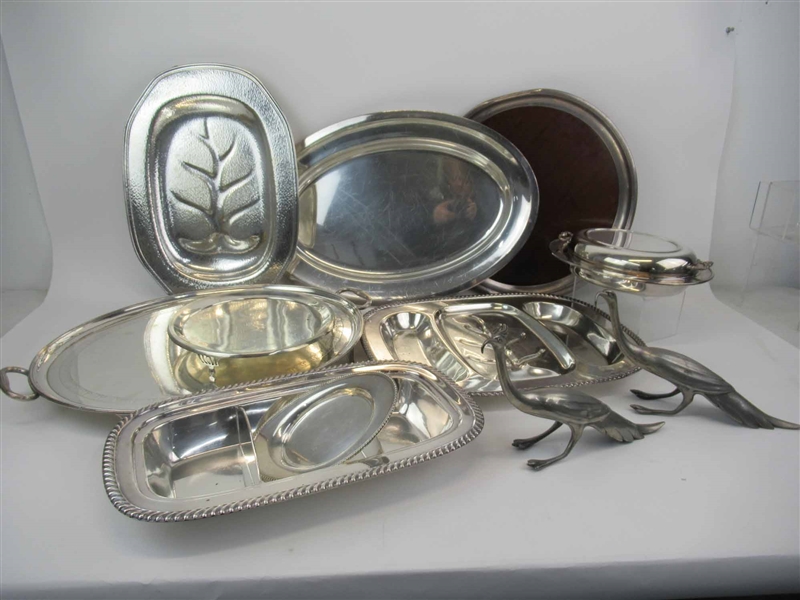 Group of Assorted Silver Plated Serving Trays