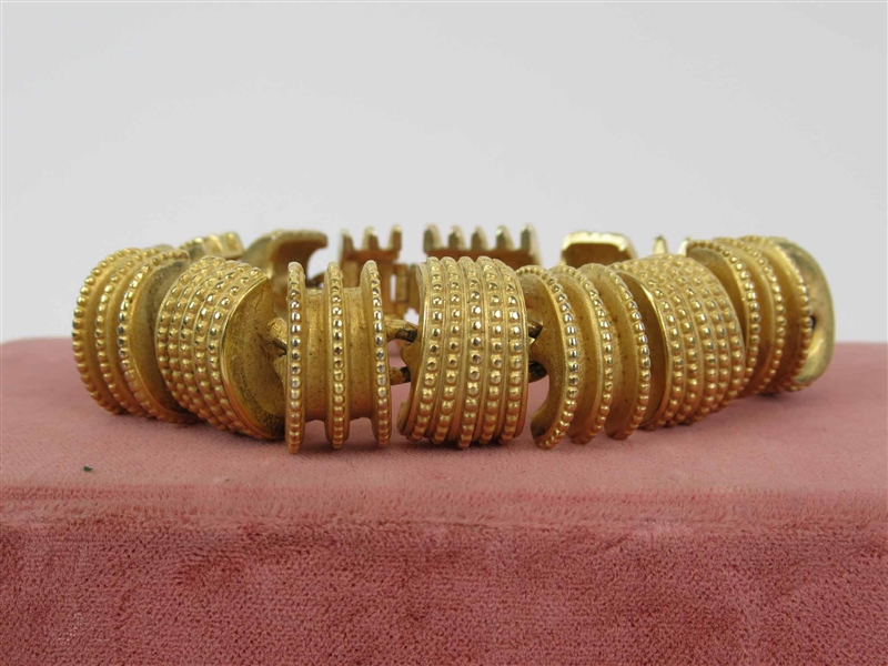 Gold Tone Metal Curved Link Bracelet