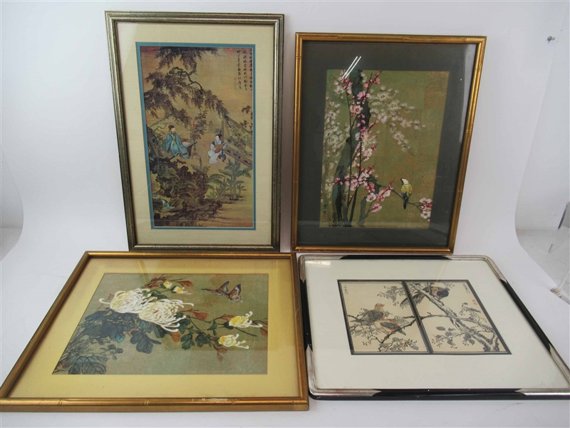 2 Japanese Prints of Flowers, Butterflies & Birds