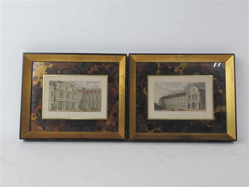 Two Antique French Hand Colored Engravings 