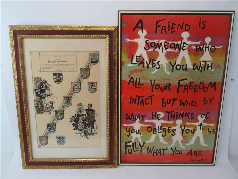 Vintage Lawson Framed Quote " A Friend" 