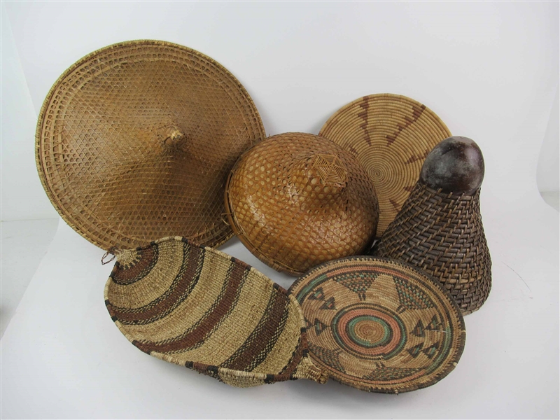 Three woven baskets