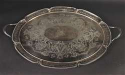 Antique Silver Plated Double Handled Tea Tray