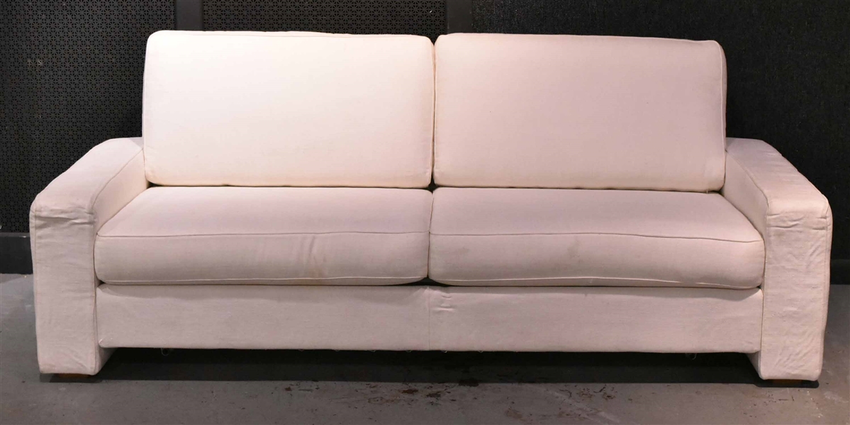 Modern White-Upholstered Sofa