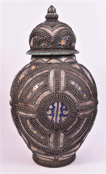 Large Stoneware Covered Urn