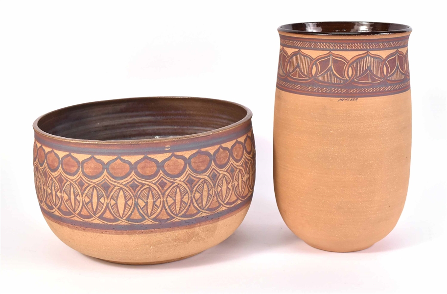 Southwest Style Earthenware Vase and Bowl