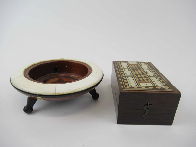 Marquetry Inlaid Wooden Caddy
