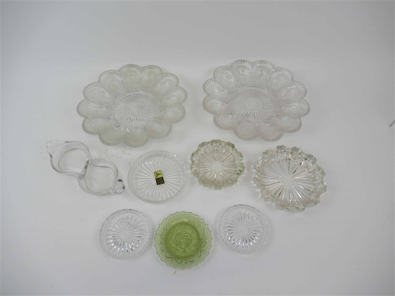 Pair of Pressed Glass Deviled Egg Plates