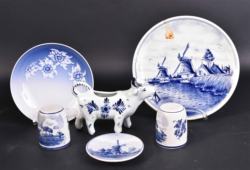 Five Delft Porcelain Table Articles