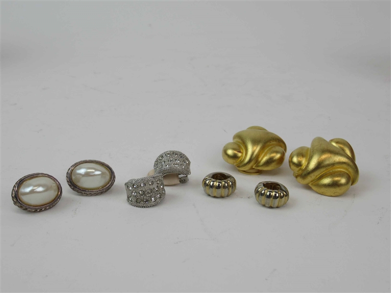Pair Kenneth Jay Lane Brushed Gold Tone Ear Clips