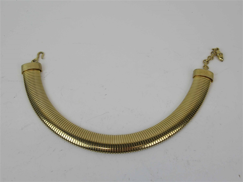 Bulgari Style Gold Tone Gaspipe Necklace