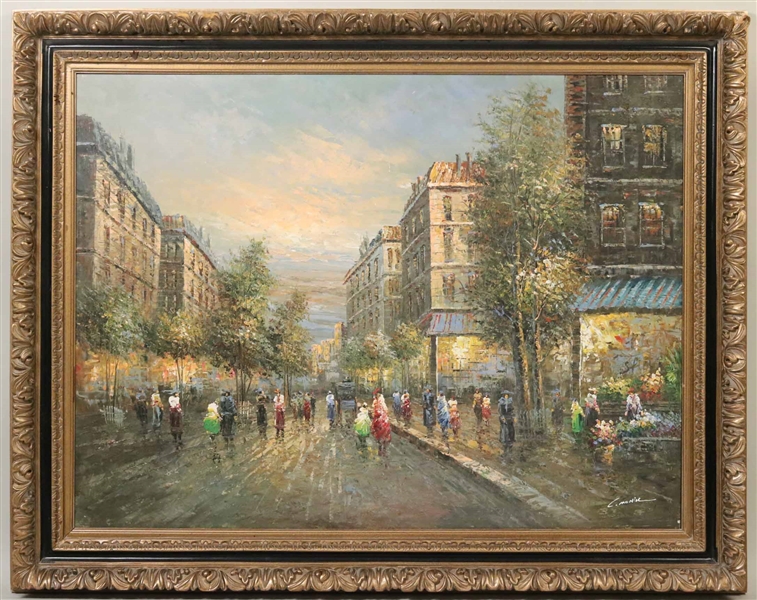 Oil on Canvas, Parisian Street Scene
