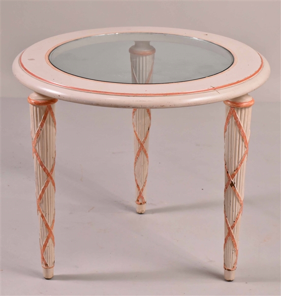 Louis XVI Style Pink and White Painted Low Table