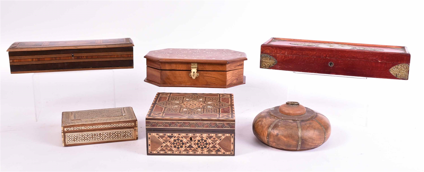 Six Assorted Wood Boxes