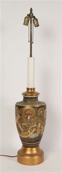 Satsuma Porcelain Vase, Mounted as Lamp