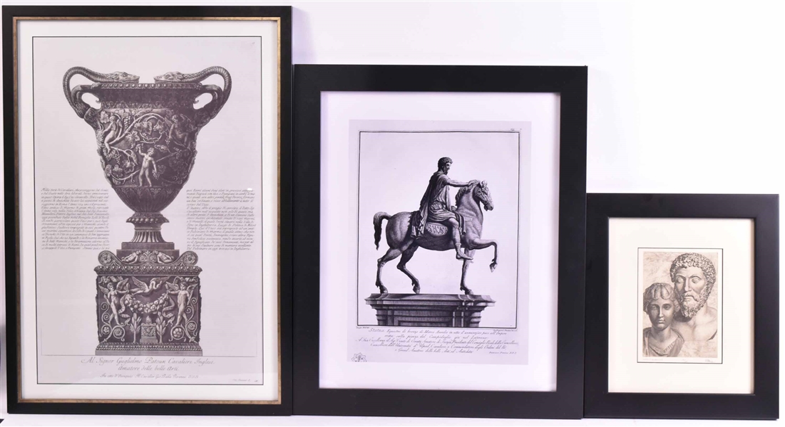 Three Black & White Lithographs of Classical Art