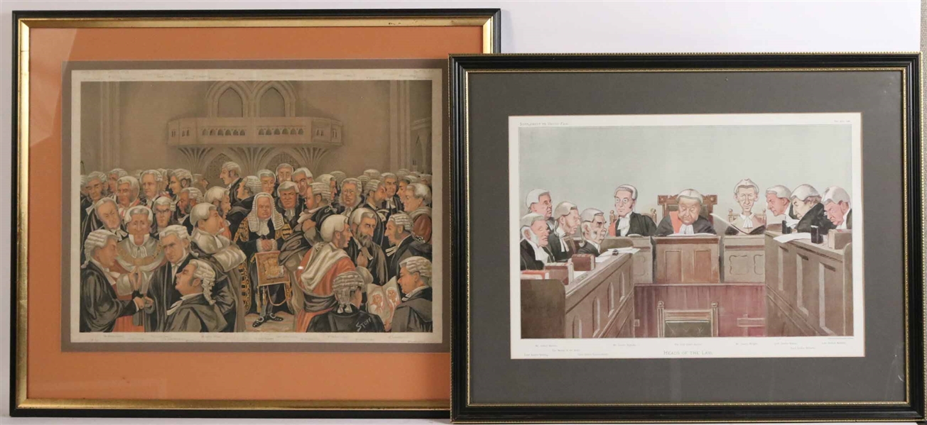 Two Vanity Prints of Courtroom Scenes