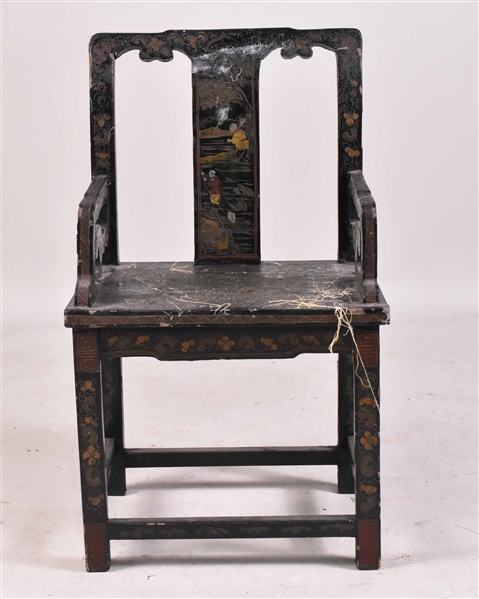 Chinese Gilt and Black-Lacquer Armchair