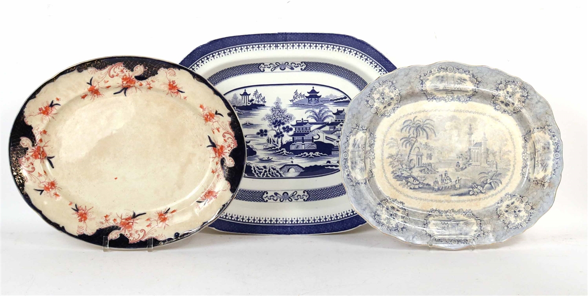 Three English Porcelain Platters