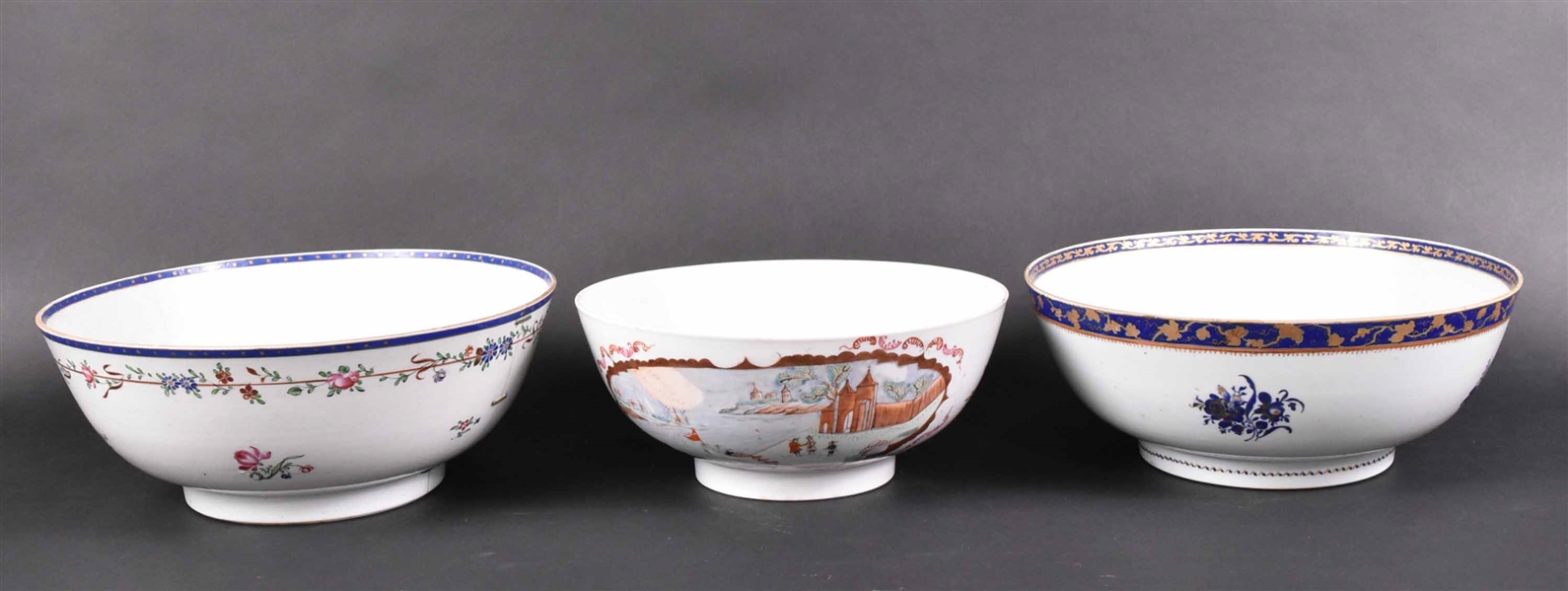 Three Chinese Export Porcelain Bowls