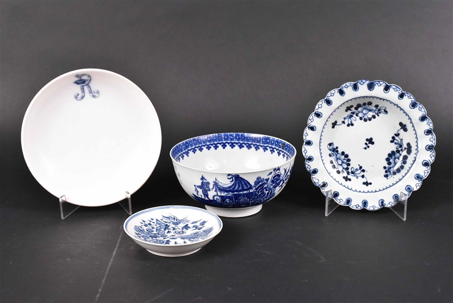 Three Blue and White Delftware Porcelain