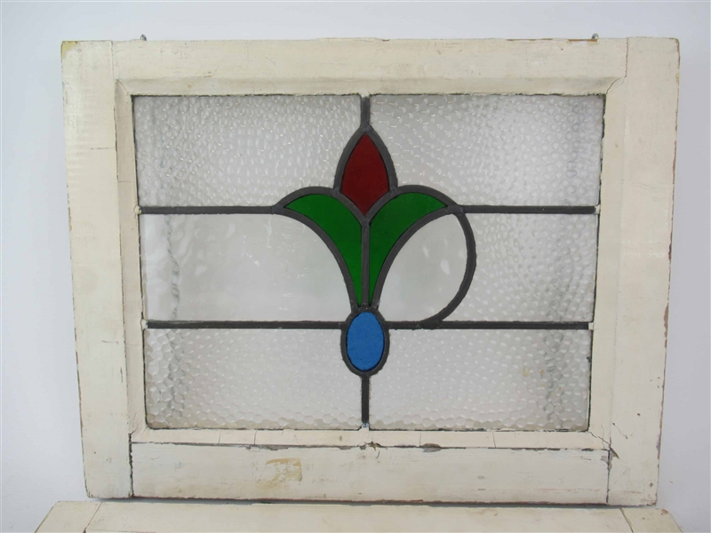 Pair of Vintage Floral Stained Glass Panels