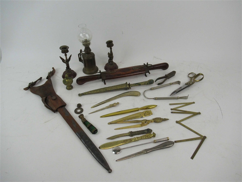 Group of Assorted Brass Desk Articles