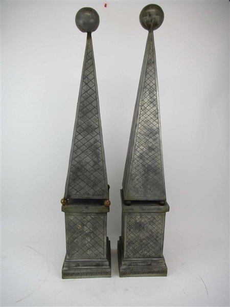 Pair of Metal Garden Obelisks