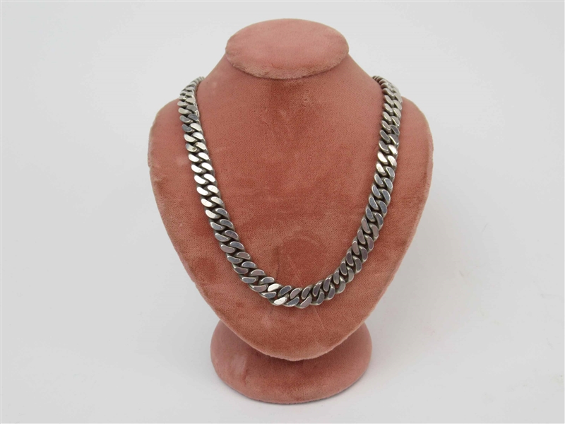 Heavy Sterling Silver Curb Link Necklace