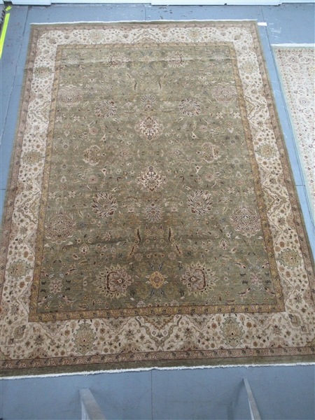 Room Size Oriental Rug with Central Olive Ground