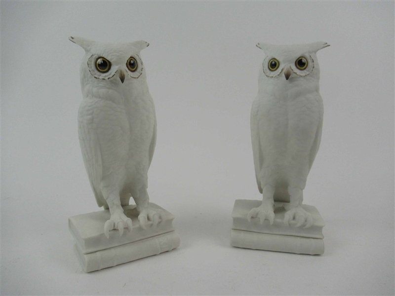 Boehm Porcelain Pair Of White Owl Bookends