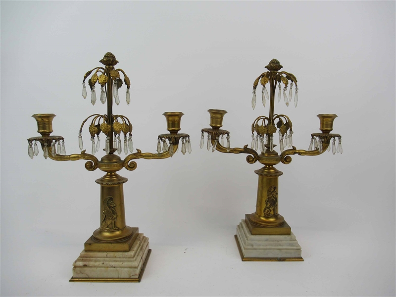 Pair of Neoclassical Style Bronze Candelabra