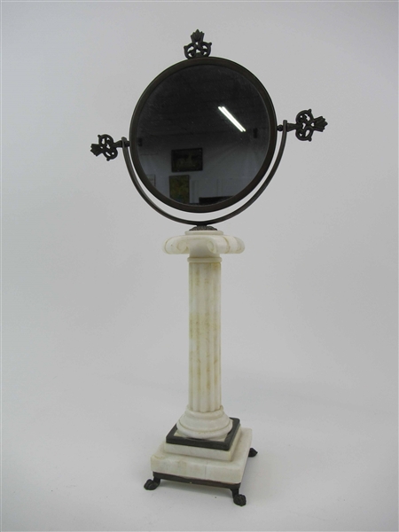 Metal Mounted Marble Pillar Vanity Mirror
