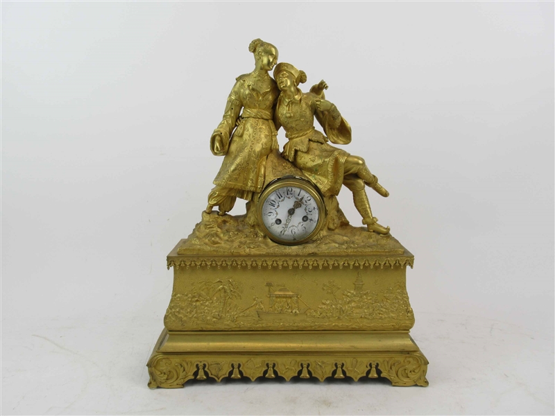 Antique French Figural Gilt Mantle Clock