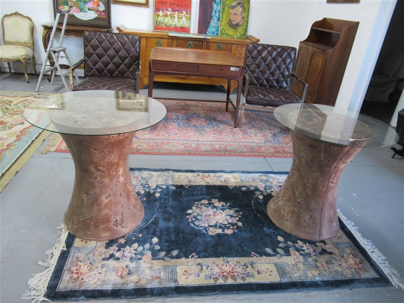 Pair of Modern Composition Pedestal Tables
