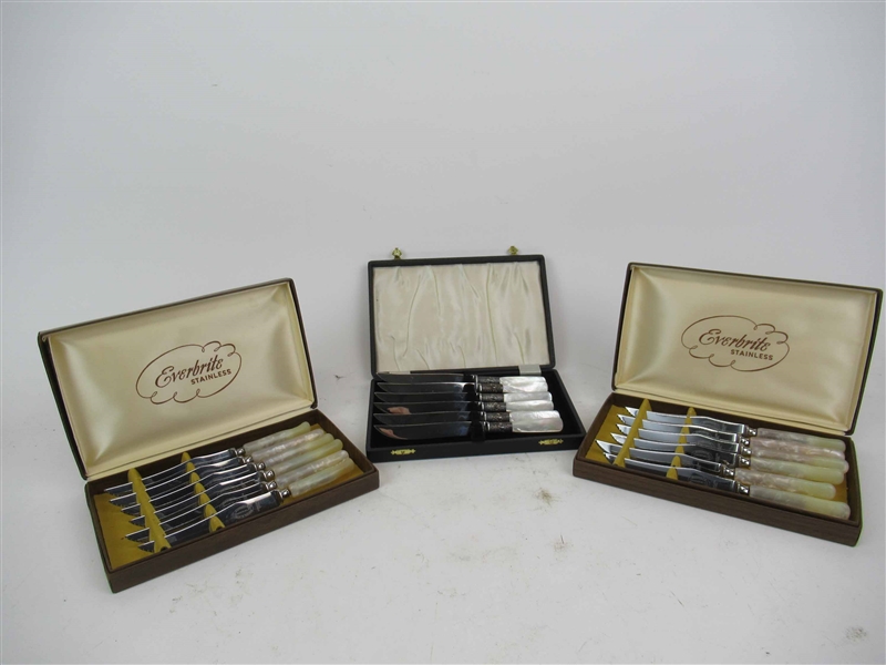 Two Sets of Everbrite Stainless Steak Knives
