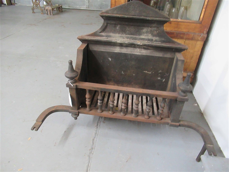 Large Cast Iron Fire Back and Grate Insert
