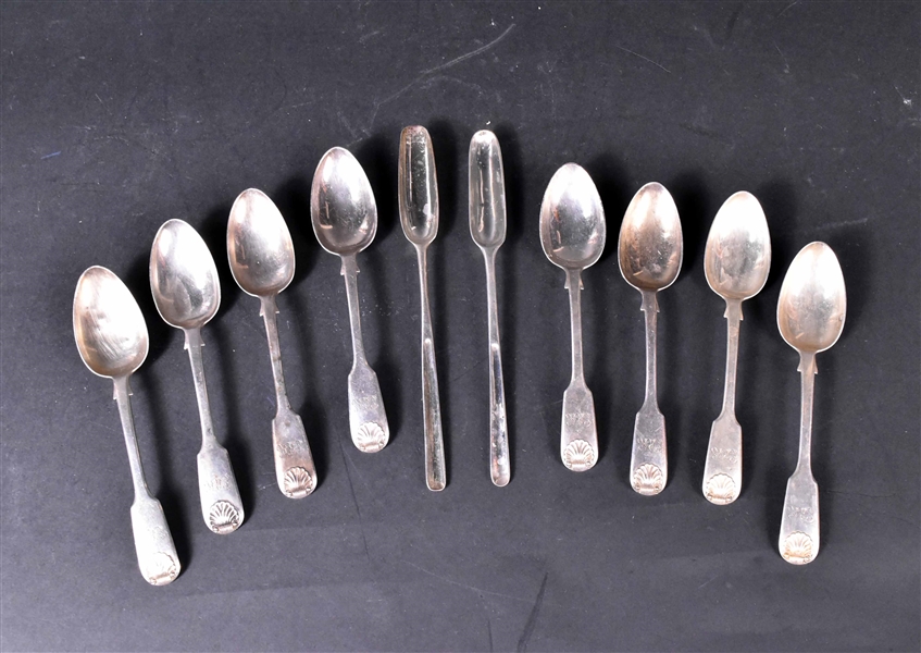 Set of  Eight Victorian Silver Dessert Spoons