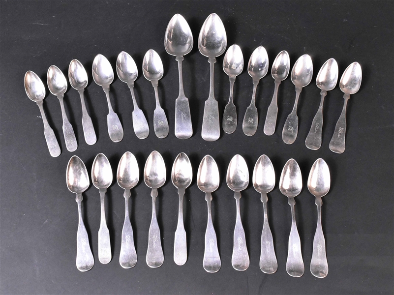 Group American Fiddle Pattern Spoons