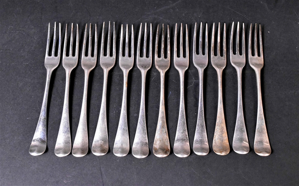 Set of Twelve Georgian Silver Three Tine Forks