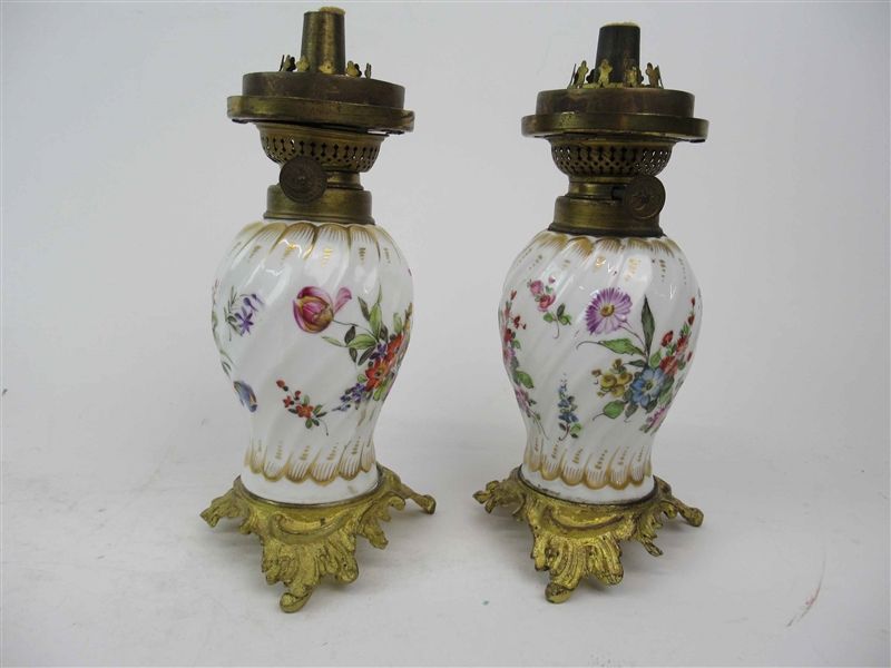 Two Crossed Sword Porcelain Vases fitted as Lamps