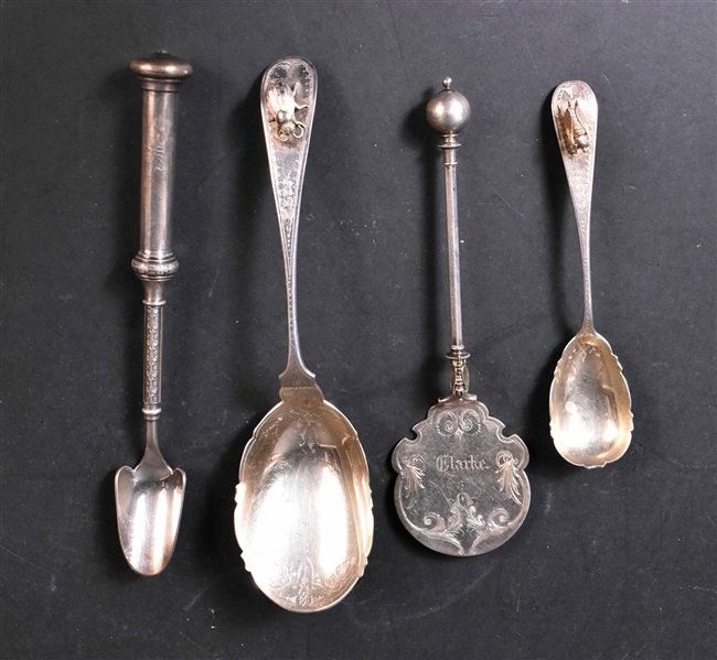 Set American Coin Silver Casserole & Jam Spoons