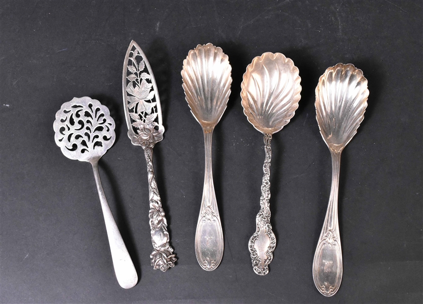 Pair of American Silver Berry Spoons